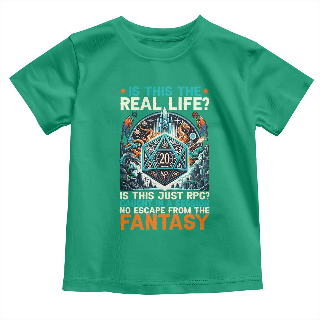 Is This the Real Life RPG Parody Fantasy Dice Toddler T Shirt Funny Epic Tabletop Dungeon Roleplay Game Fans - Wonder Print Shop