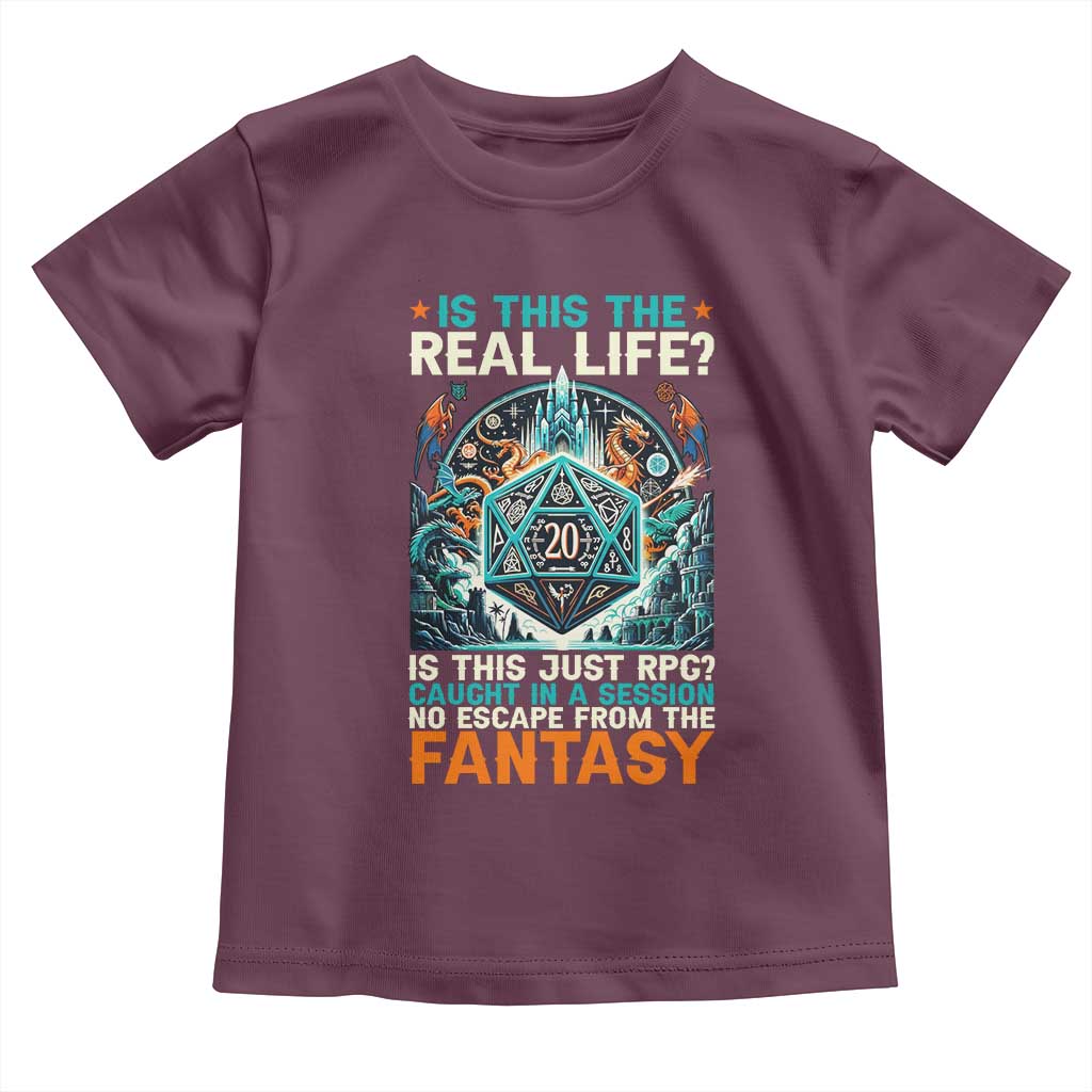 Is This the Real Life RPG Parody Fantasy Dice Toddler T Shirt Funny Epic Tabletop Dungeon Roleplay Game Fans - Wonder Print Shop