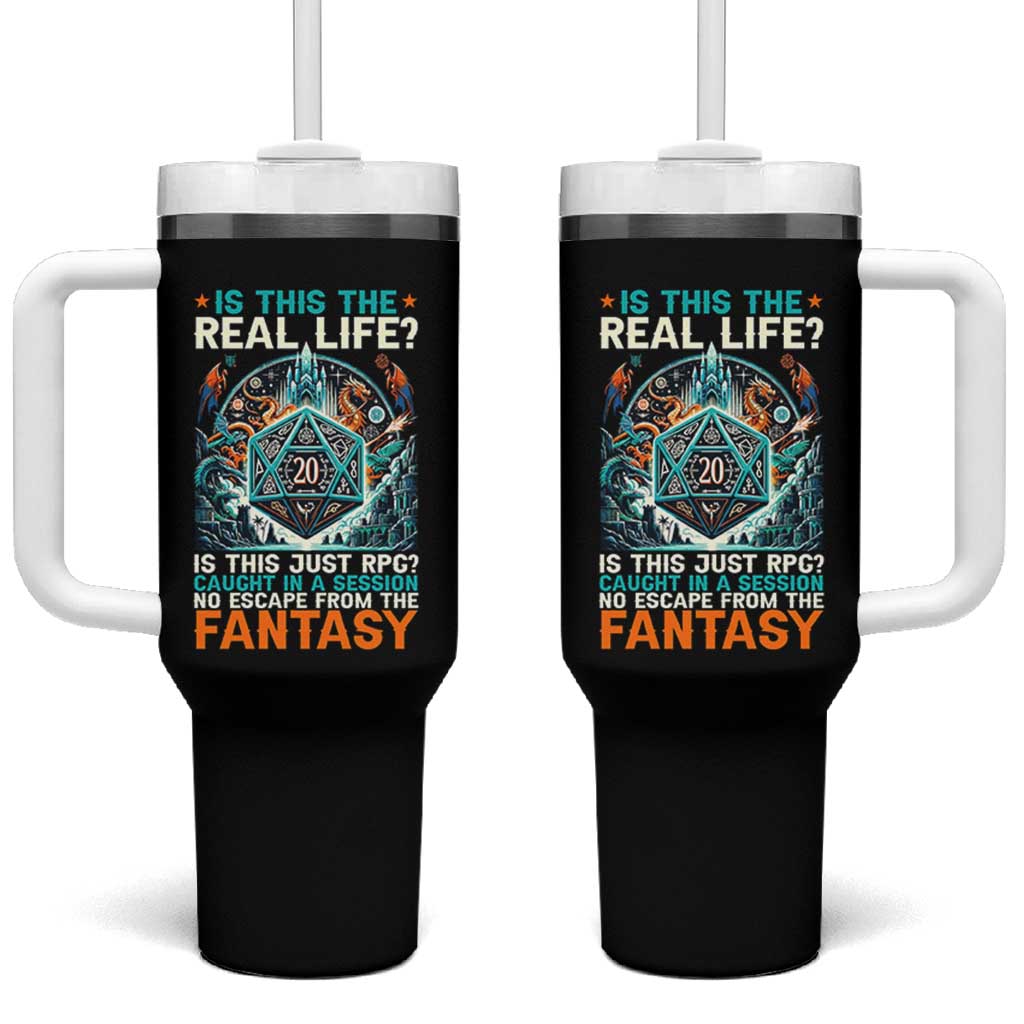 Is This the Real Life RPG Parody Fantasy Dice Tumbler With Handle Funny Epic Tabletop Dungeon Roleplay Game Fans - Wonder Print Shop