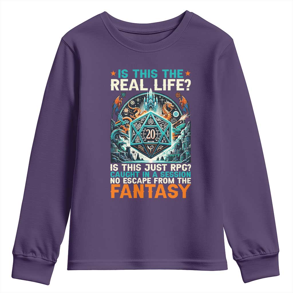 Is This the Real Life RPG Parody Fantasy Dice Youth Sweatshirt Funny Epic Tabletop Dungeon Roleplay Game Fans - Wonder Print Shop