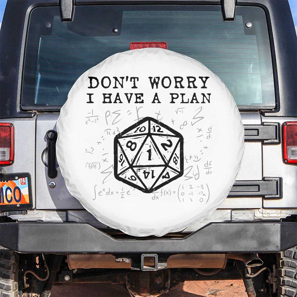 Don’t Worry I Have a Plan Dice Humor Spare Tire Cover Funny Tabletop RPG Dungeon Roleplay Fans - Wonder Print Shop