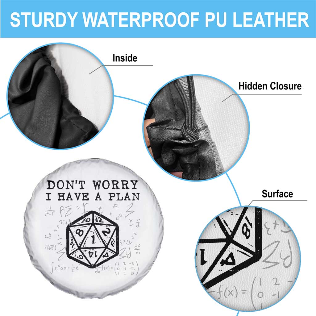 Don’t Worry I Have a Plan Dice Humor Spare Tire Cover Funny Tabletop RPG Dungeon Roleplay Fans - Wonder Print Shop