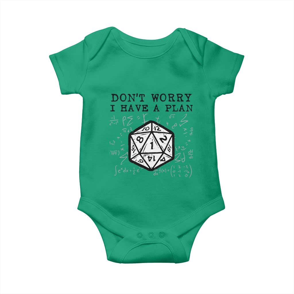 Don’t Worry I Have a Plan Dice Humor Baby Onesie Funny Tabletop RPG Dungeon Roleplay Fans - Wonder Print Shop
