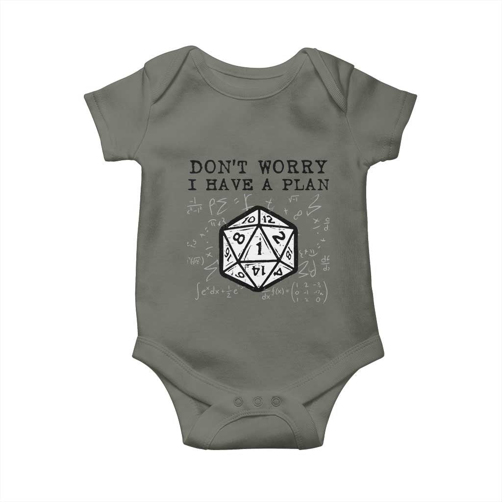 Don’t Worry I Have a Plan Dice Humor Baby Onesie Funny Tabletop RPG Dungeon Roleplay Fans - Wonder Print Shop