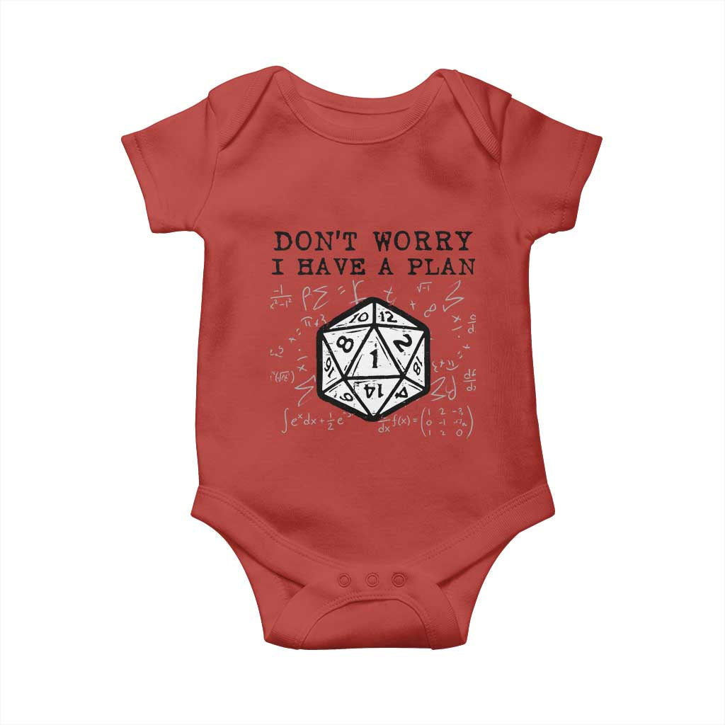 Don’t Worry I Have a Plan Dice Humor Baby Onesie Funny Tabletop RPG Dungeon Roleplay Fans - Wonder Print Shop
