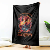 I’m Not Procrastinating I’m Doing Side Quests Throw Blanket Fantasy Gamer Humor Epic Dragon RPG Adventure - Wonder Print Shop