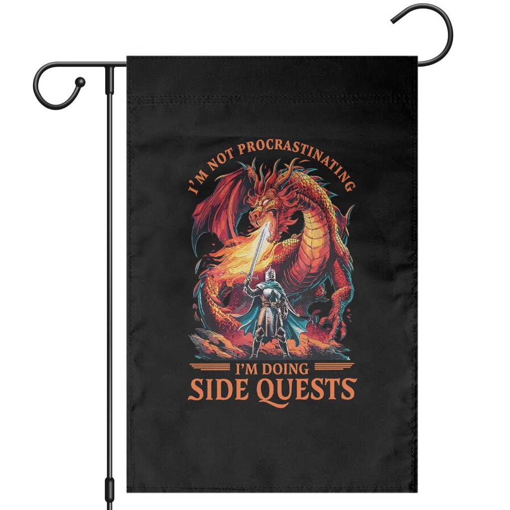 I’m Not Procrastinating I’m Doing Side Quests Garden Flag Fantasy Gamer Humor Epic Dragon RPG Adventure - Wonder Print Shop