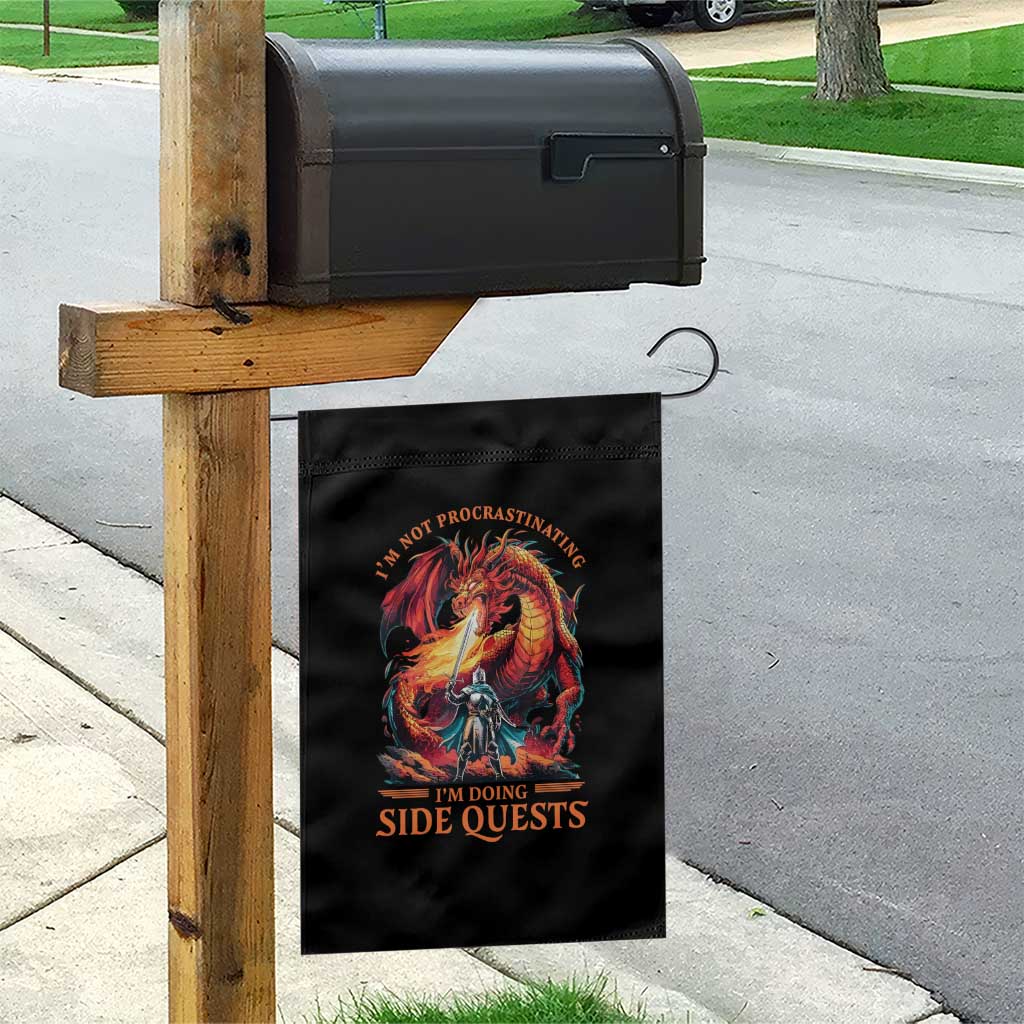 I’m Not Procrastinating I’m Doing Side Quests Garden Flag Fantasy Gamer Humor Epic Dragon RPG Adventure - Wonder Print Shop