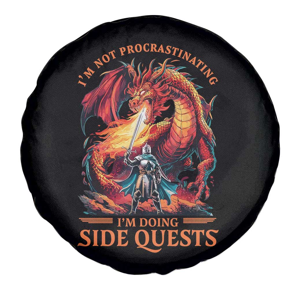 I’m Not Procrastinating I’m Doing Side Quests Spare Tire Cover Fantasy Gamer Humor Epic Dragon RPG Adventure - Wonder Print Shop