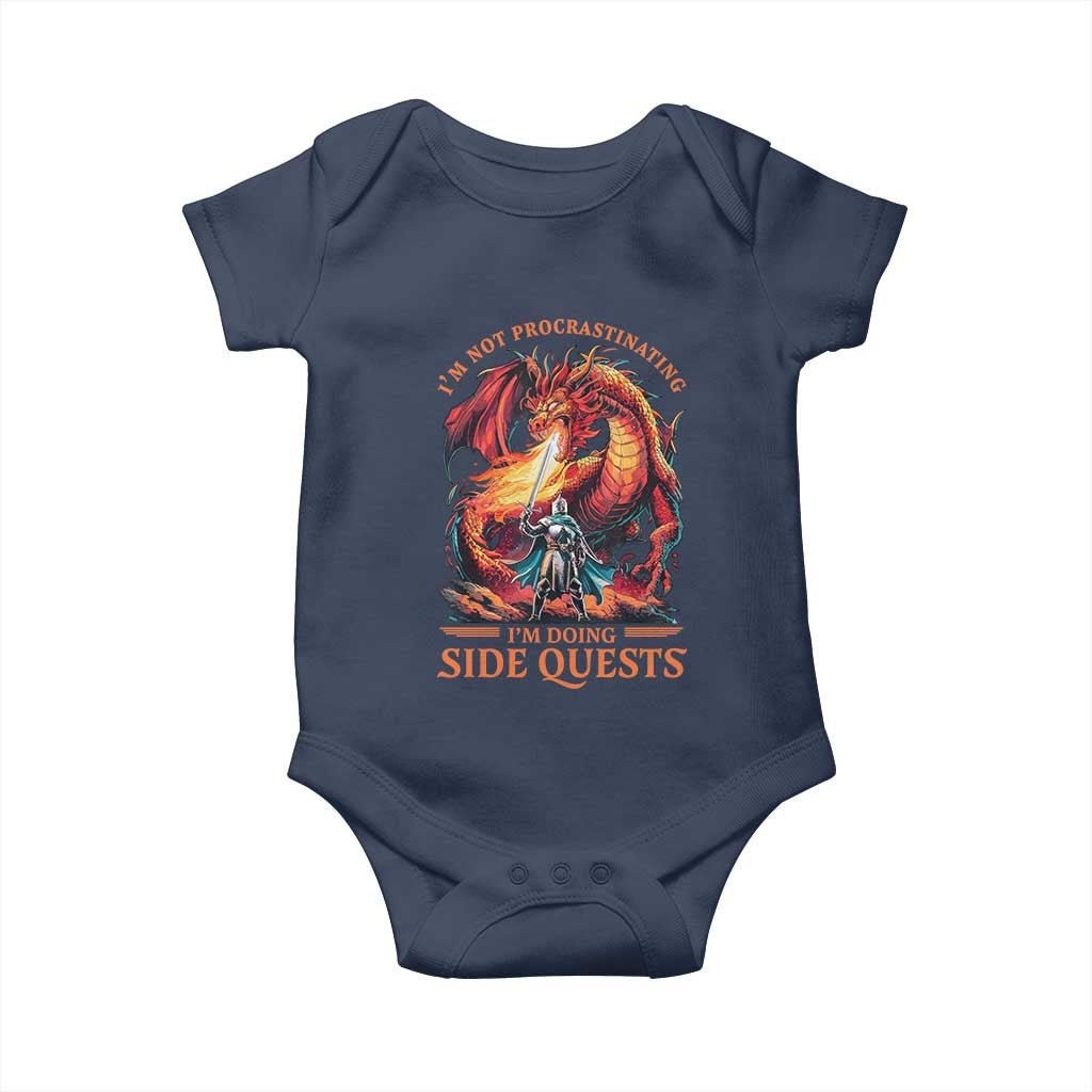 I’m Not Procrastinating I’m Doing Side Quests Baby Onesie Fantasy Gamer Humor Epic Dragon RPG Adventure - Wonder Print Shop