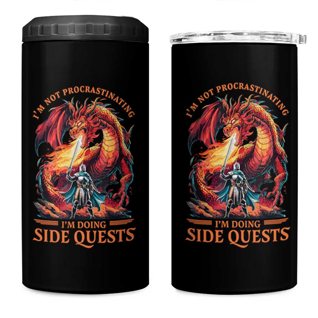 I’m Not Procrastinating I’m Doing Side Quests 4 in 1 Can Cooler Tumbler Fantasy Gamer Humor Epic Dragon RPG Adventure - Wonder Print Shop