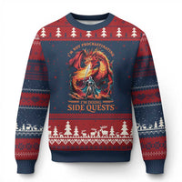 I’m Not Procrastinating I’m Doing Side Quests Ugly Christmas Sweater Fantasy Gamer Humor Epic Dragon RPG Adventure - Wonder Print Shop