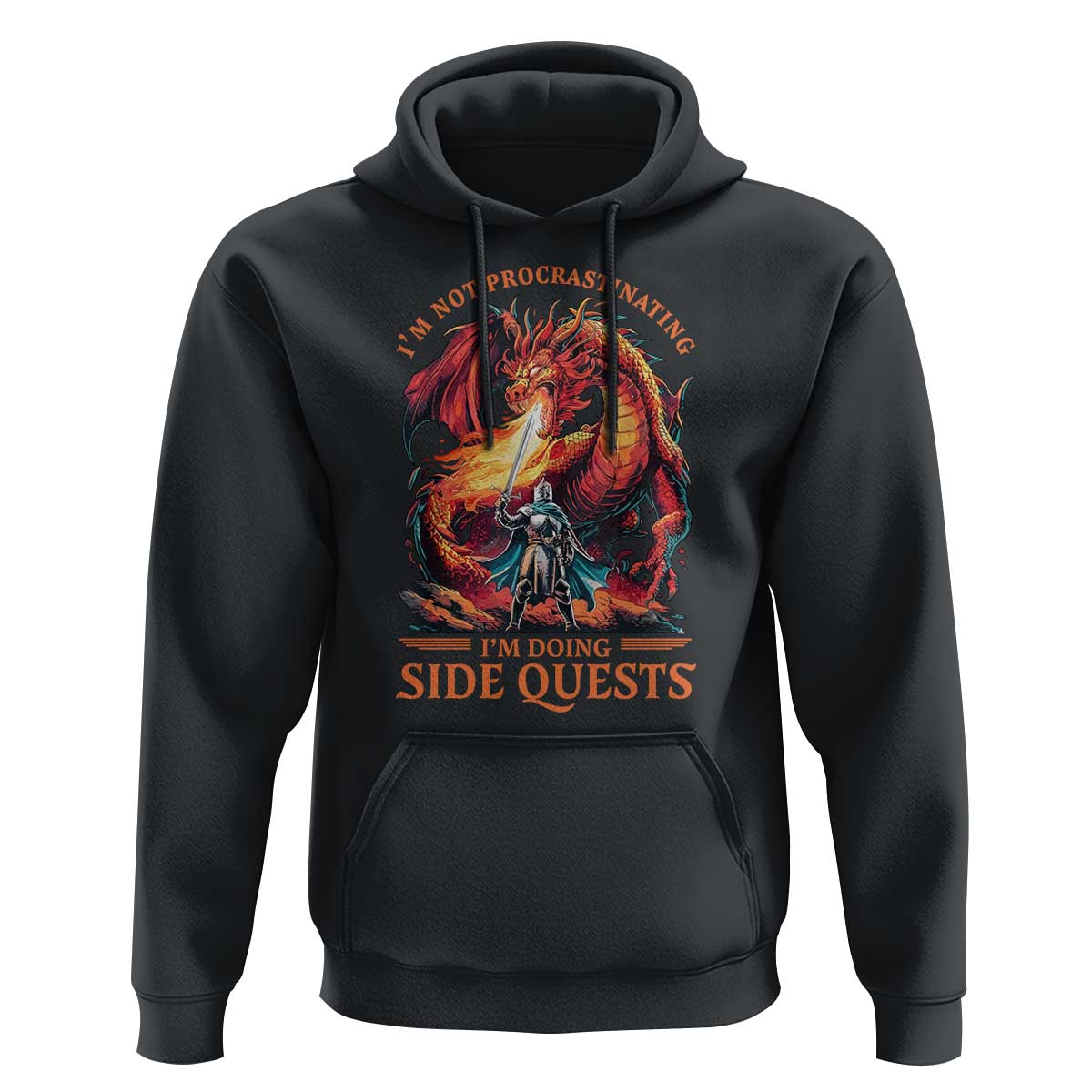 I’m Not Procrastinating I’m Doing Side Quests Hoodie Fantasy Gamer Humor Epic Dragon RPG Adventure - Wonder Print Shop