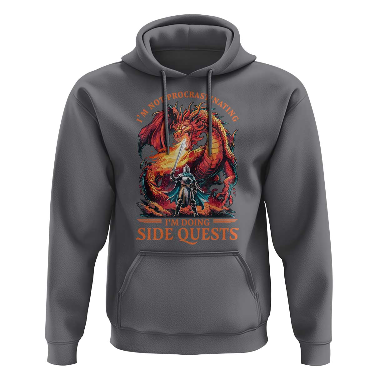 I’m Not Procrastinating I’m Doing Side Quests Hoodie Fantasy Gamer Humor Epic Dragon RPG Adventure - Wonder Print Shop