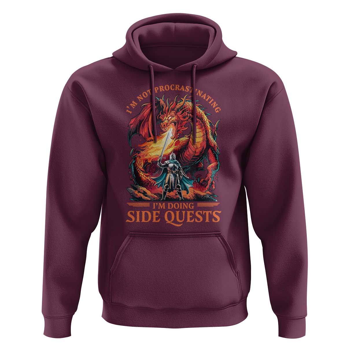 I’m Not Procrastinating I’m Doing Side Quests Hoodie Fantasy Gamer Humor Epic Dragon RPG Adventure - Wonder Print Shop