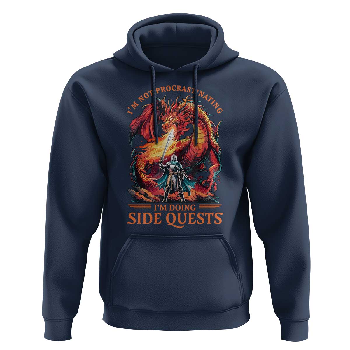 I’m Not Procrastinating I’m Doing Side Quests Hoodie Fantasy Gamer Humor Epic Dragon RPG Adventure - Wonder Print Shop