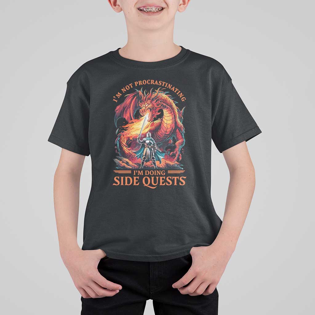 I’m Not Procrastinating I’m Doing Side Quests T Shirt For Kid Fantasy Gamer Humor Epic Dragon RPG Adventure - Wonder Print Shop