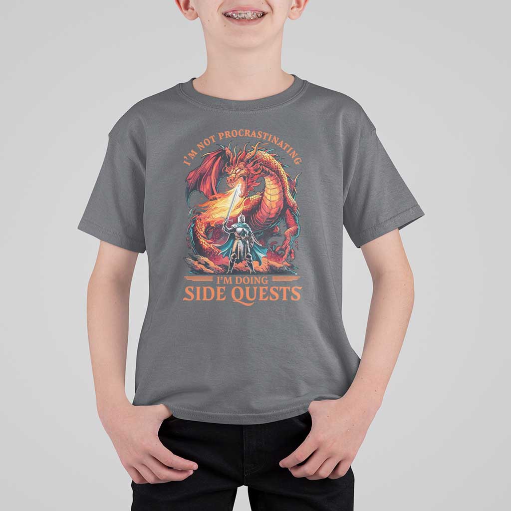 I’m Not Procrastinating I’m Doing Side Quests T Shirt For Kid Fantasy Gamer Humor Epic Dragon RPG Adventure - Wonder Print Shop