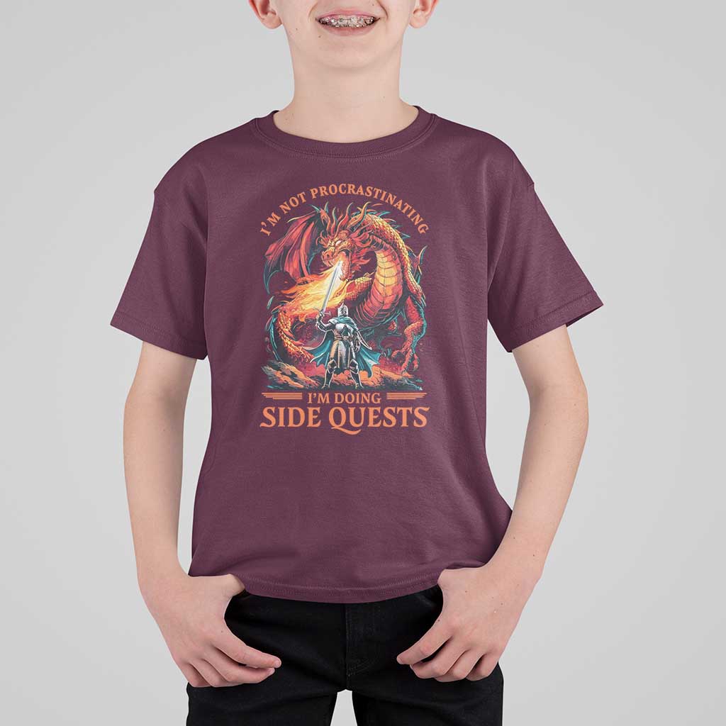 I’m Not Procrastinating I’m Doing Side Quests T Shirt For Kid Fantasy Gamer Humor Epic Dragon RPG Adventure - Wonder Print Shop