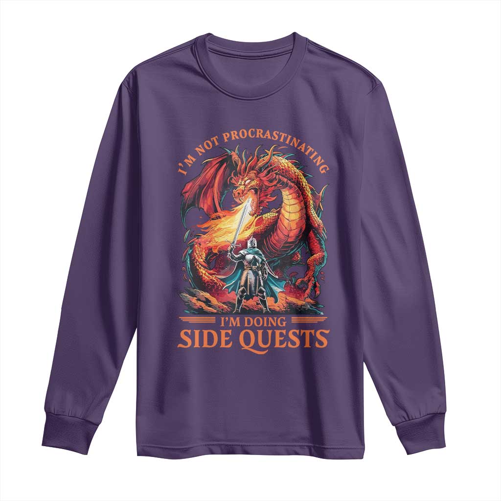 I’m Not Procrastinating I’m Doing Side Quests Long Sleeve Shirt Fantasy Gamer Humor Epic Dragon RPG Adventure - Wonder Print Shop