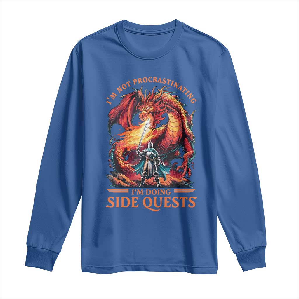 I’m Not Procrastinating I’m Doing Side Quests Long Sleeve Shirt Fantasy Gamer Humor Epic Dragon RPG Adventure - Wonder Print Shop