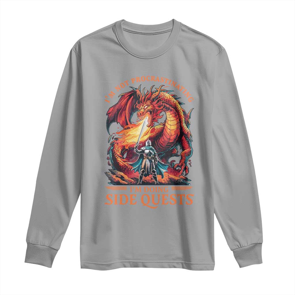 I’m Not Procrastinating I’m Doing Side Quests Long Sleeve Shirt Fantasy Gamer Humor Epic Dragon RPG Adventure - Wonder Print Shop
