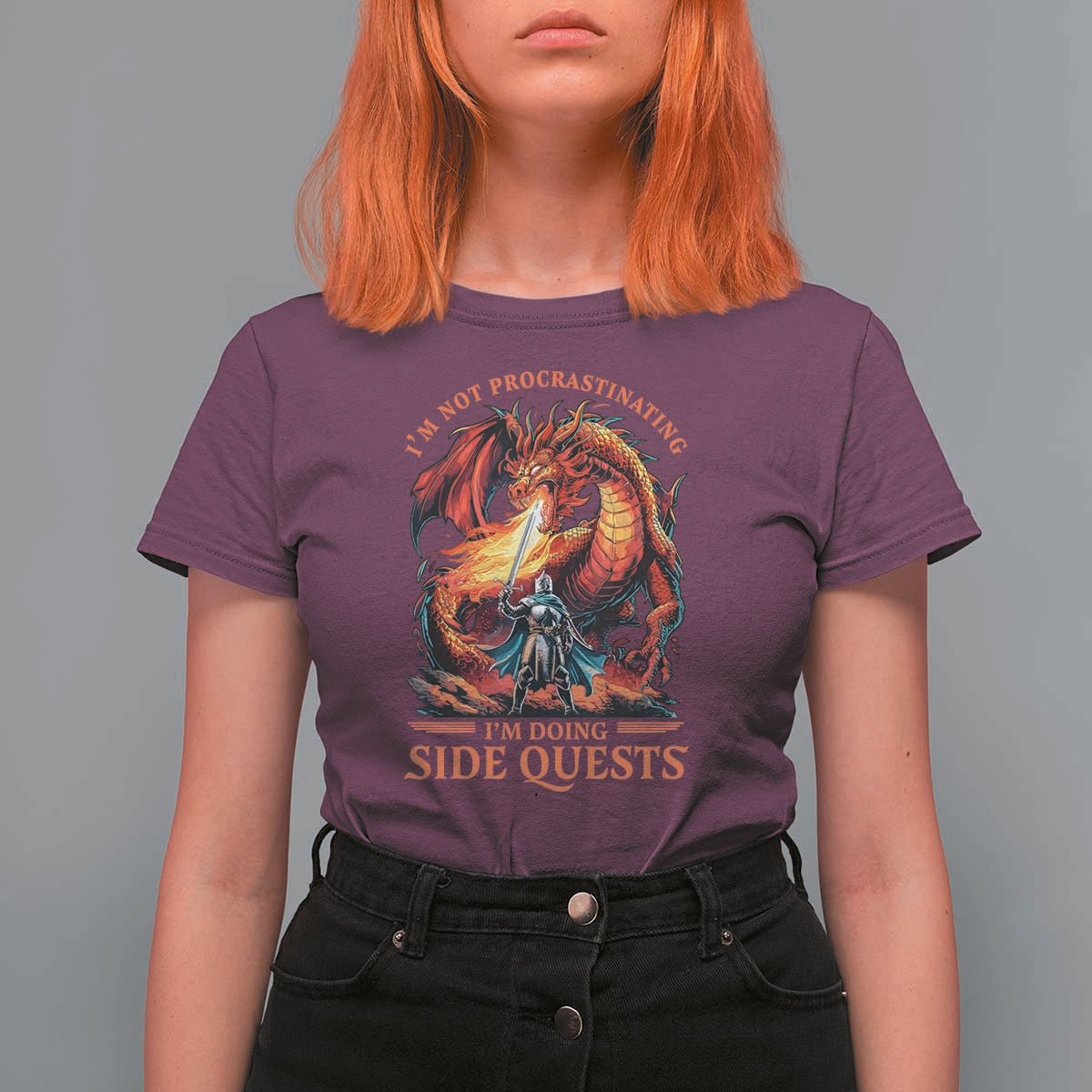 I’m Not Procrastinating I’m Doing Side Quests T Shirt For Women Fantasy Gamer Humor Epic Dragon RPG Adventure - Wonder Print Shop