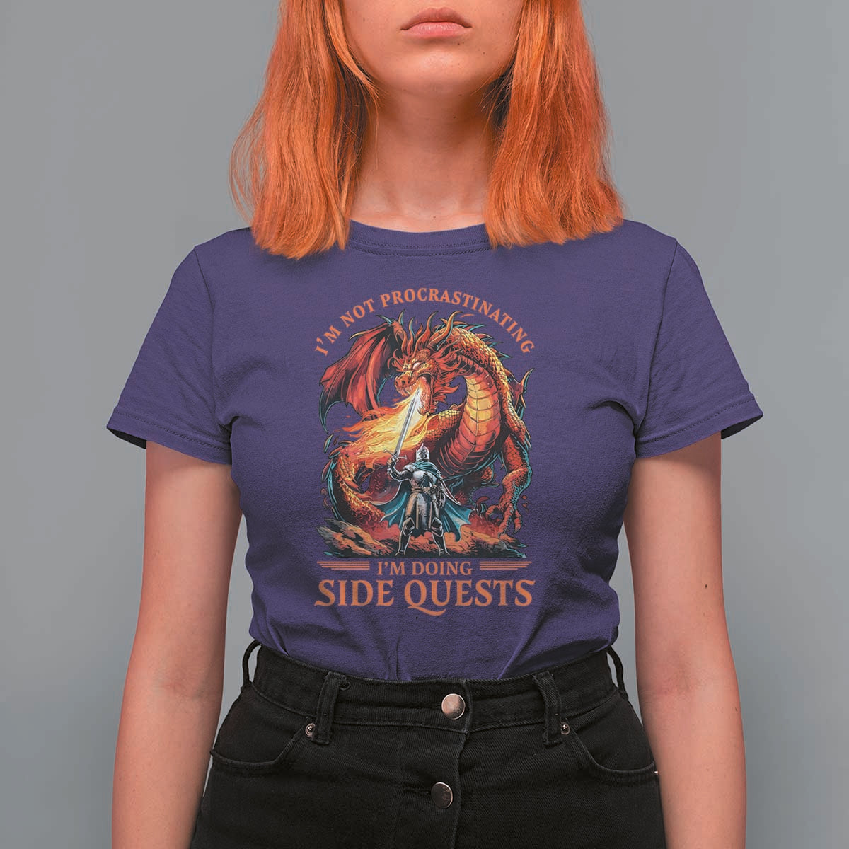 I’m Not Procrastinating I’m Doing Side Quests T Shirt For Women Fantasy Gamer Humor Epic Dragon RPG Adventure - Wonder Print Shop