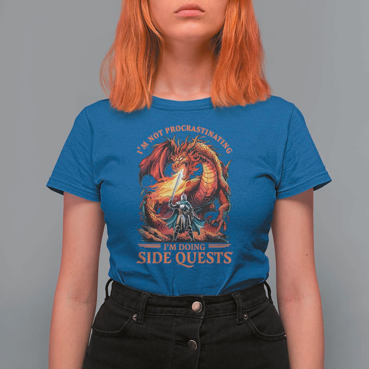 I’m Not Procrastinating I’m Doing Side Quests T Shirt For Women Fantasy Gamer Humor Epic Dragon RPG Adventure - Wonder Print Shop
