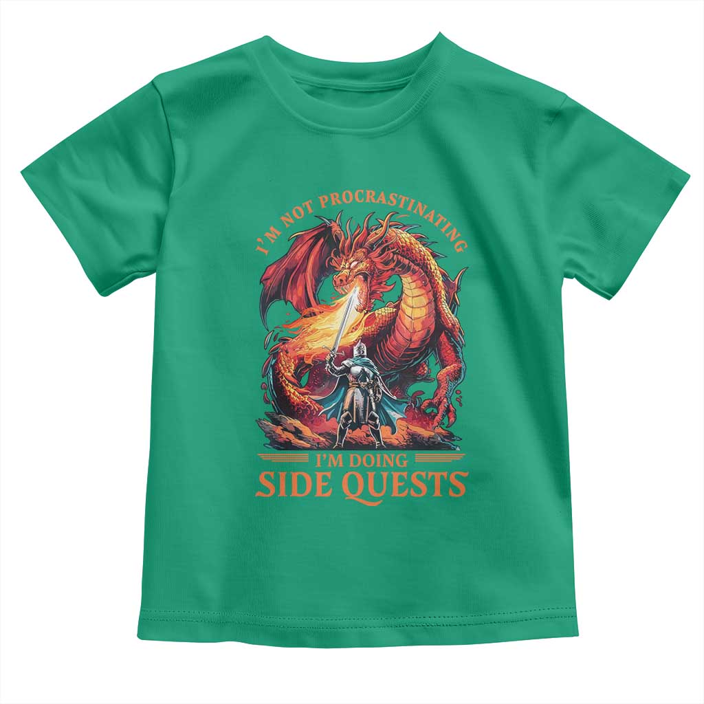 I’m Not Procrastinating I’m Doing Side Quests Toddler T Shirt Fantasy Gamer Humor Epic Dragon RPG Adventure - Wonder Print Shop