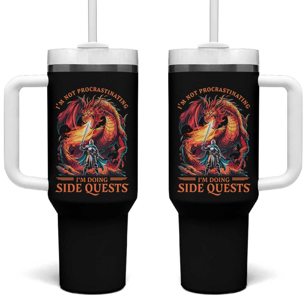 I’m Not Procrastinating I’m Doing Side Quests Tumbler With Handle Fantasy Gamer Humor Epic Dragon RPG Adventure - Wonder Print Shop