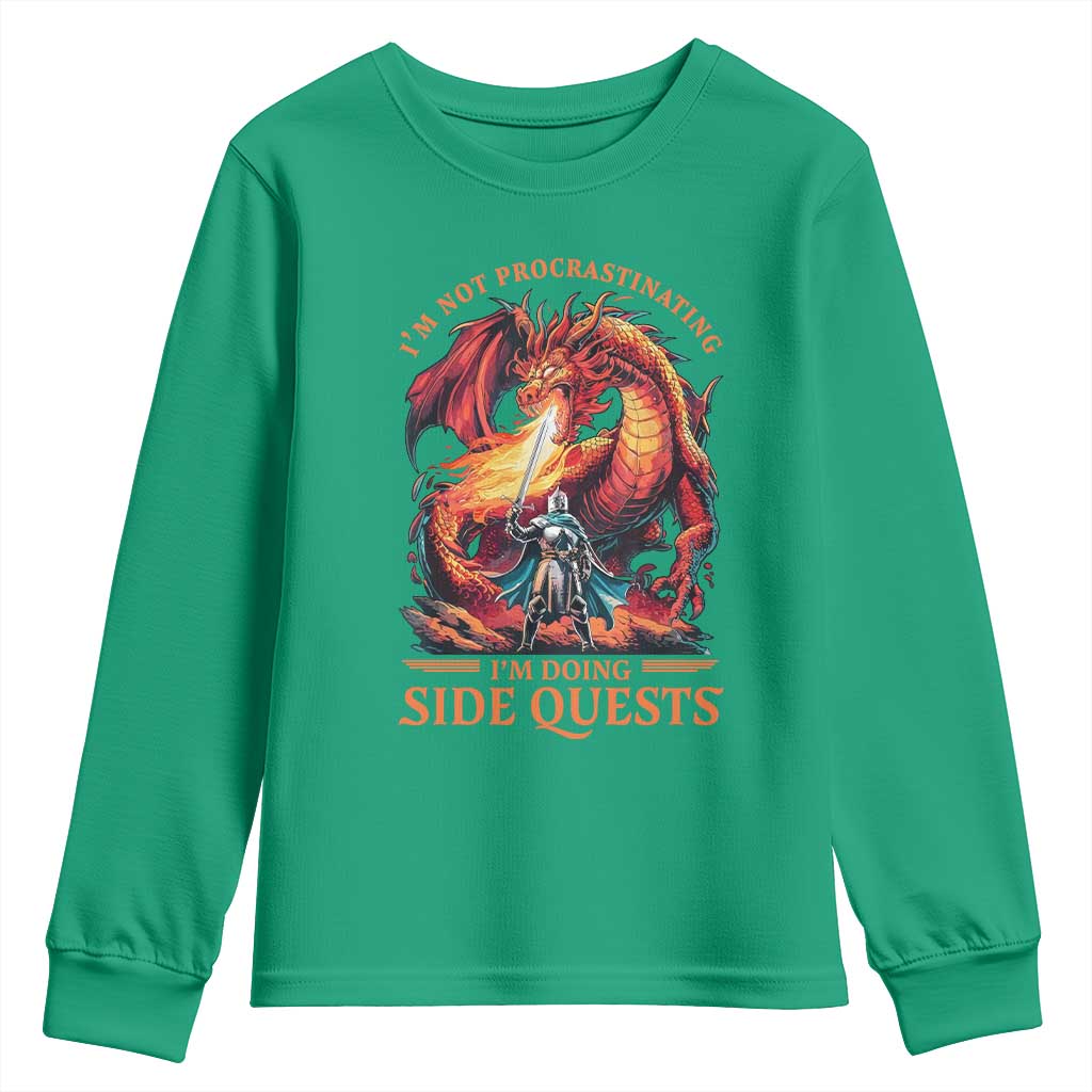 I’m Not Procrastinating I’m Doing Side Quests Youth Sweatshirt Fantasy Gamer Humor Epic Dragon RPG Adventure - Wonder Print Shop