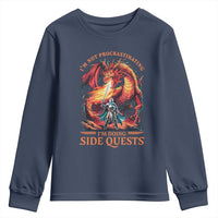 I’m Not Procrastinating I’m Doing Side Quests Youth Sweatshirt Fantasy Gamer Humor Epic Dragon RPG Adventure - Wonder Print Shop