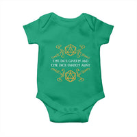 The Dice Giveth and the Dice Taketh Away RPG Quote Baby Onesie Classic Tabletop Dice Humor Fantasy Roleplay Fans - Wonder Print Shop