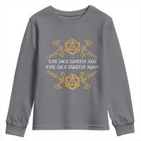 The Dice Giveth and the Dice Taketh Away RPG Quote Youth Sweatshirt Classic Tabletop Dice Humor Fantasy Roleplay Fans - Wonder Print Shop