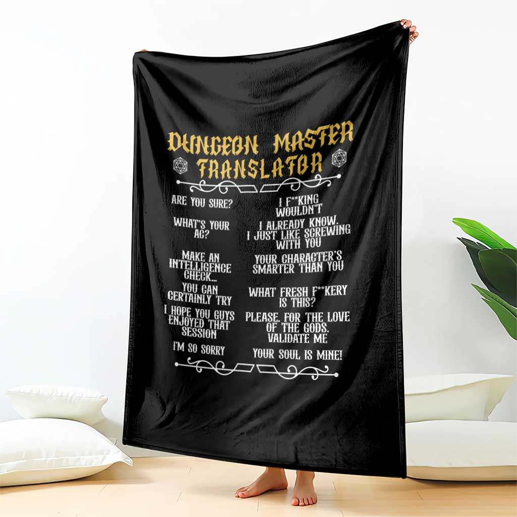 Dungeon Master Translator RPG Humor Throw Blanket Sarcastic Tabletop Roleplay Game Masters and Players - Wonder Print Shop