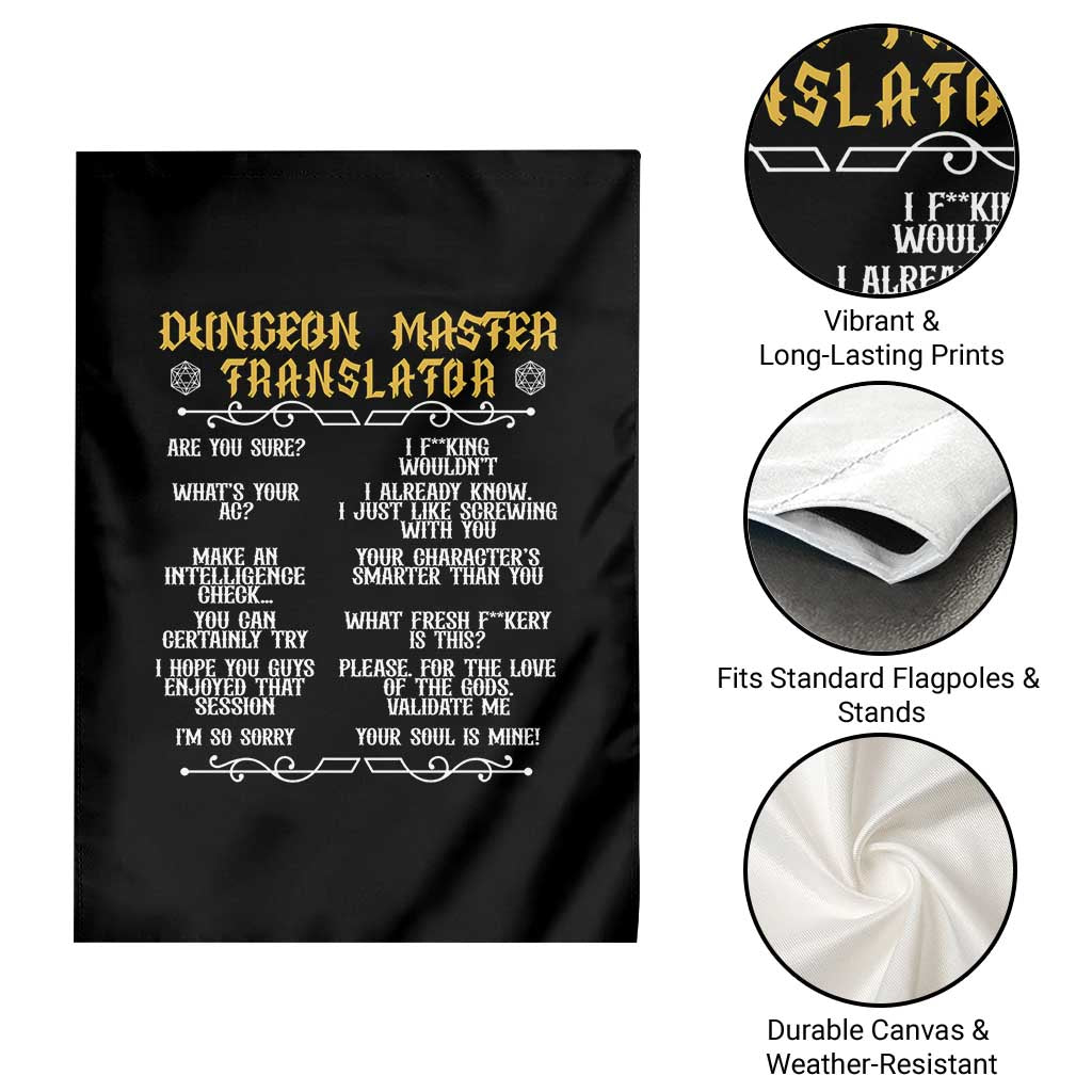 Dungeon Master Translator RPG Humor Garden Flag Sarcastic Tabletop Roleplay Game Masters and Players - Wonder Print Shop