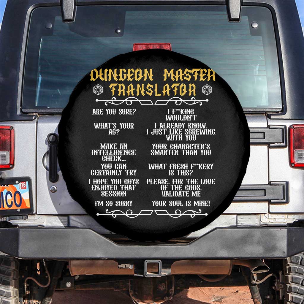 Dungeon Master Translator RPG Humor Spare Tire Cover Sarcastic Tabletop Roleplay Game Masters and Players - Wonder Print Shop