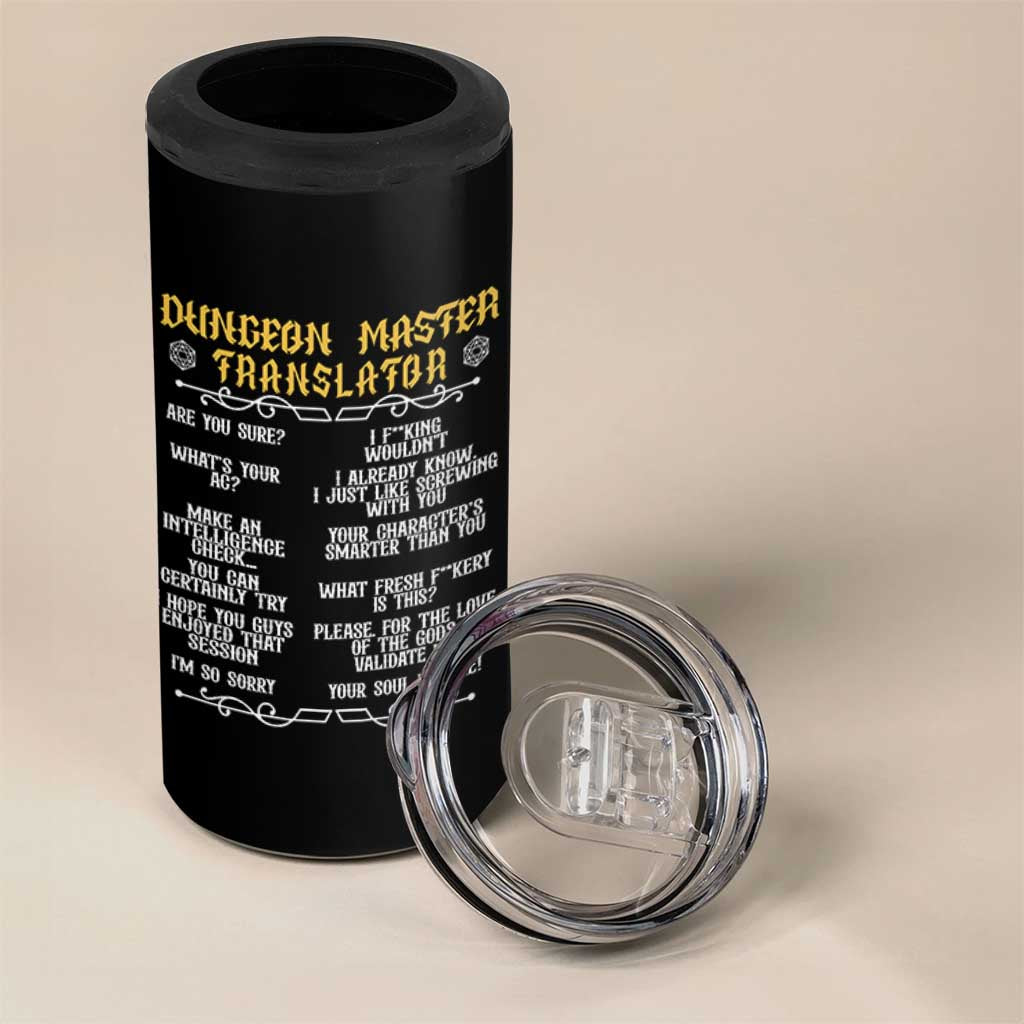 Dungeon Master Translator RPG Humor 4 in 1 Can Cooler Tumbler Sarcastic Tabletop Roleplay Game Masters and Players - Wonder Print Shop