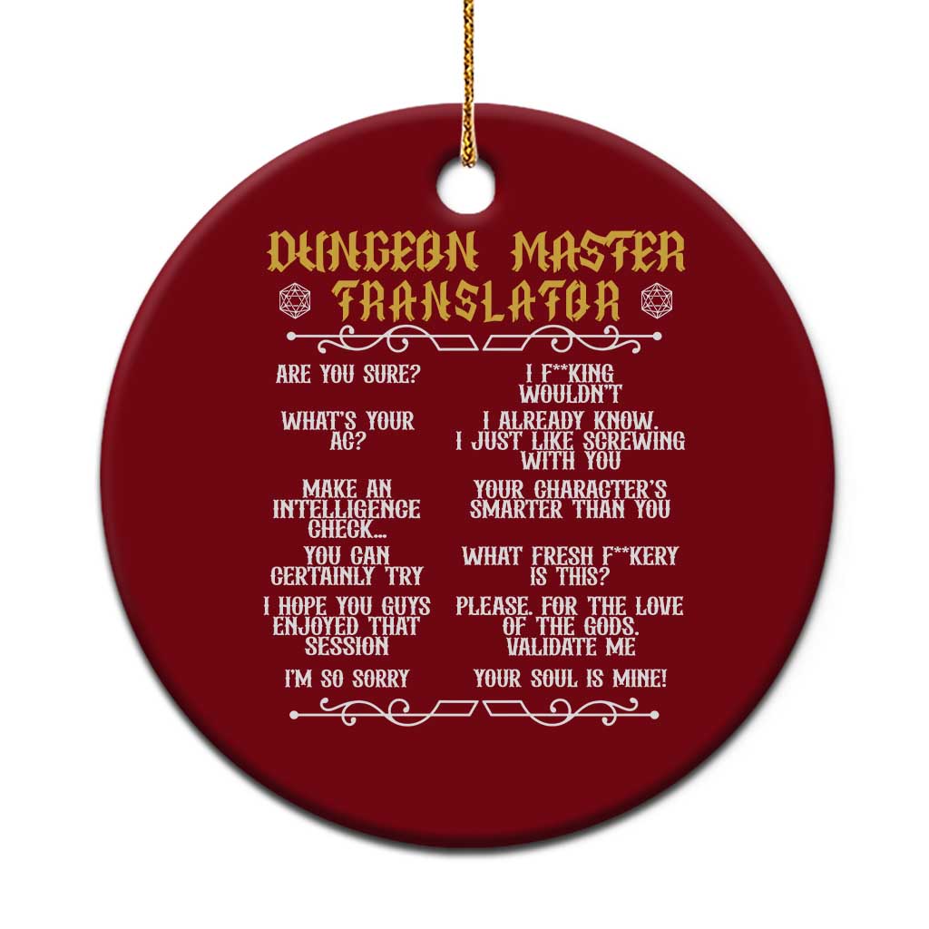 Dungeon Master Translator RPG Humor Ceramic Ornament Sarcastic Tabletop Roleplay Game Masters and Players - Wonder Print Shop