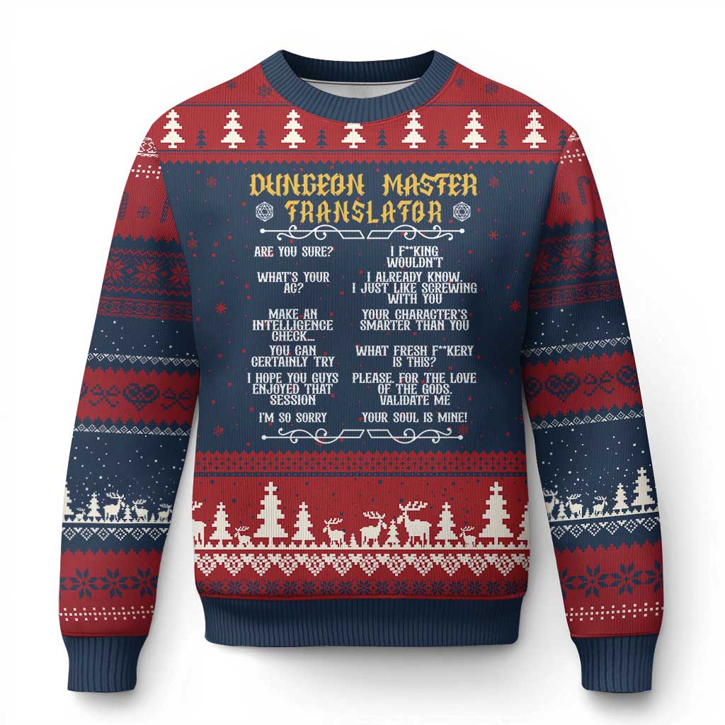 Dungeon Master Translator RPG Humor Ugly Christmas Sweater Sarcastic Tabletop Roleplay Game Masters and Players - Wonder Print Shop