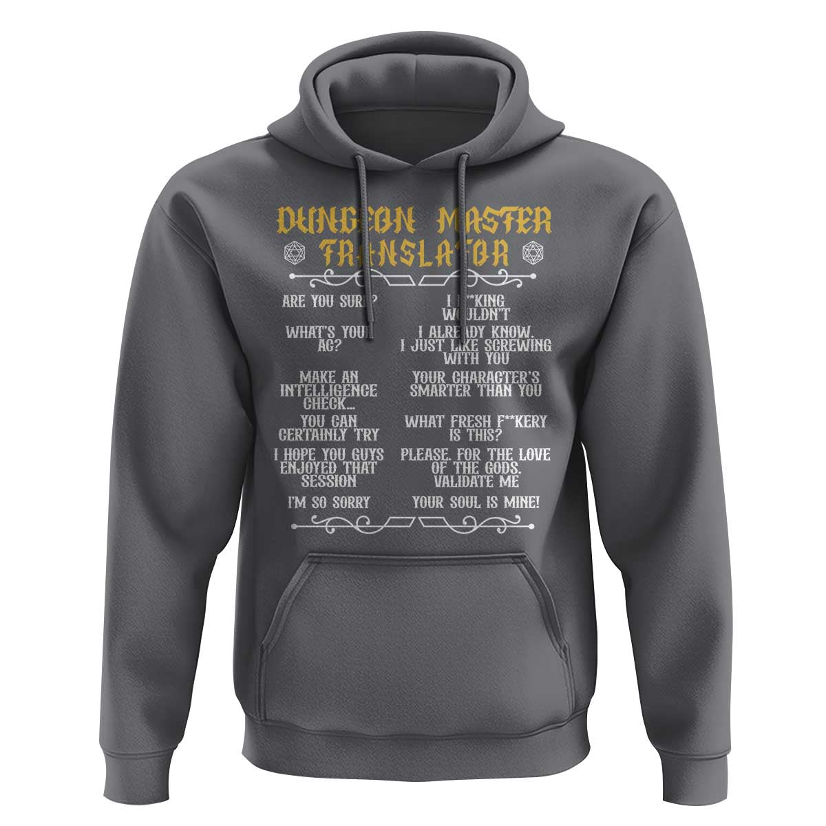 Dungeon Master Translator RPG Humor Hoodie Sarcastic Tabletop Roleplay Game Masters and Players - Wonder Print Shop