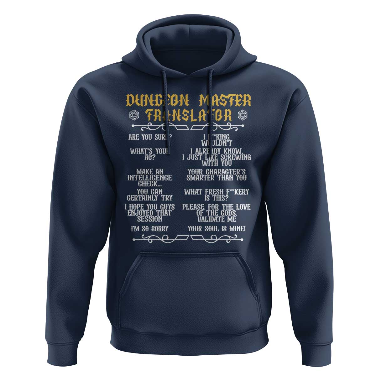 Dungeon Master Translator RPG Humor Hoodie Sarcastic Tabletop Roleplay Game Masters and Players - Wonder Print Shop