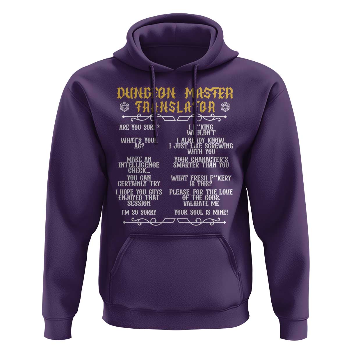 Dungeon Master Translator RPG Humor Hoodie Sarcastic Tabletop Roleplay Game Masters and Players - Wonder Print Shop