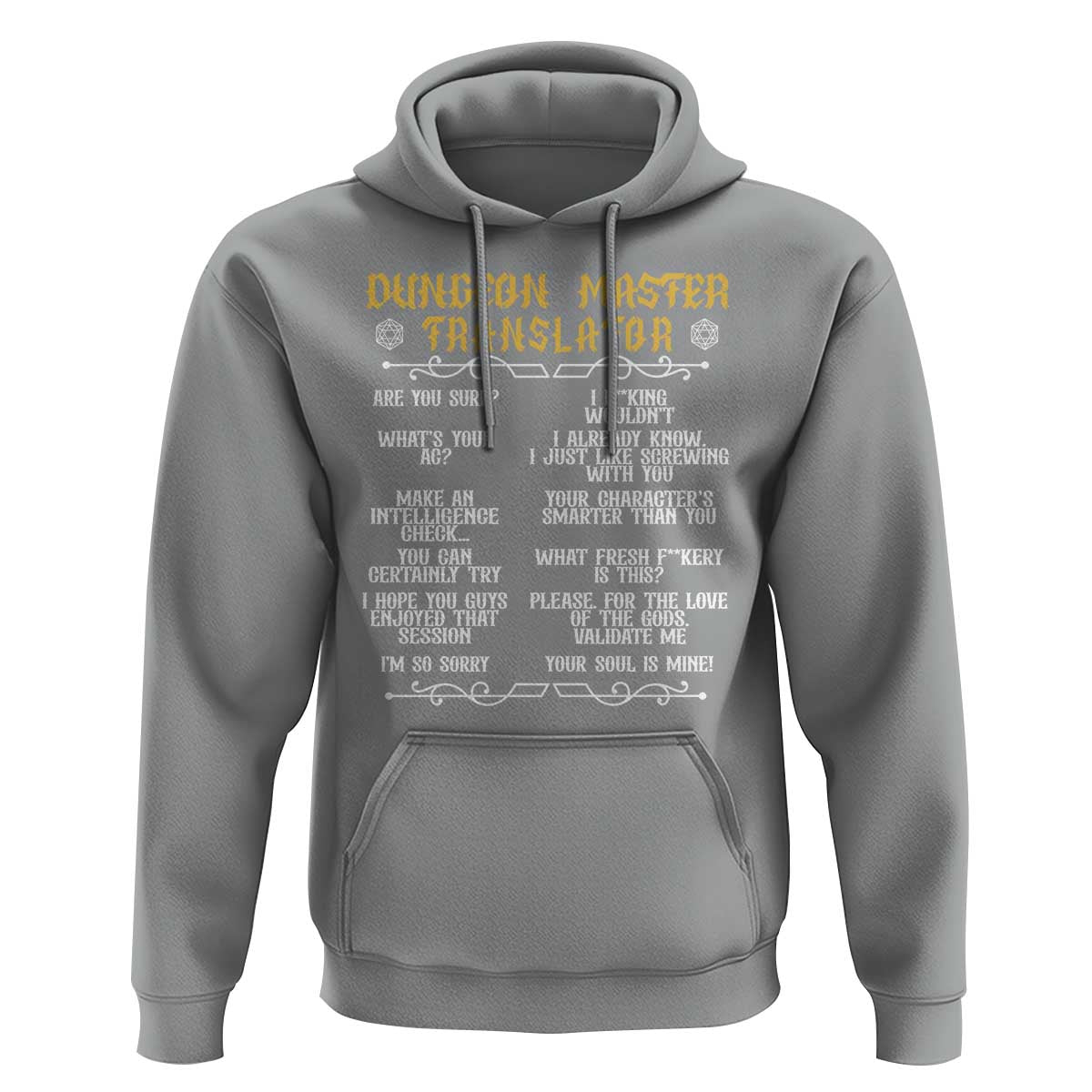 Dungeon Master Translator RPG Humor Hoodie Sarcastic Tabletop Roleplay Game Masters and Players - Wonder Print Shop