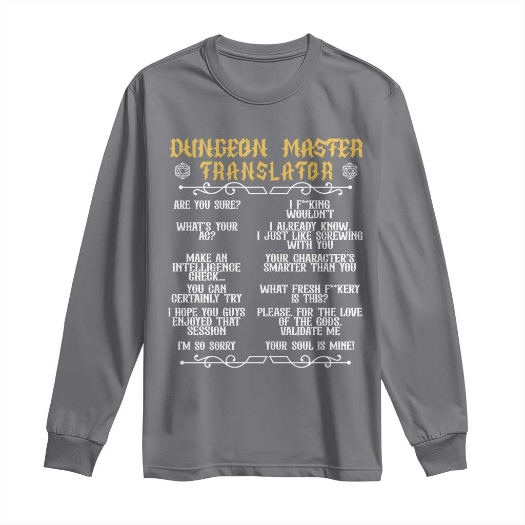 Dungeon Master Translator RPG Humor Long Sleeve Shirt Sarcastic Tabletop Roleplay Game Masters and Players - Wonder Print Shop