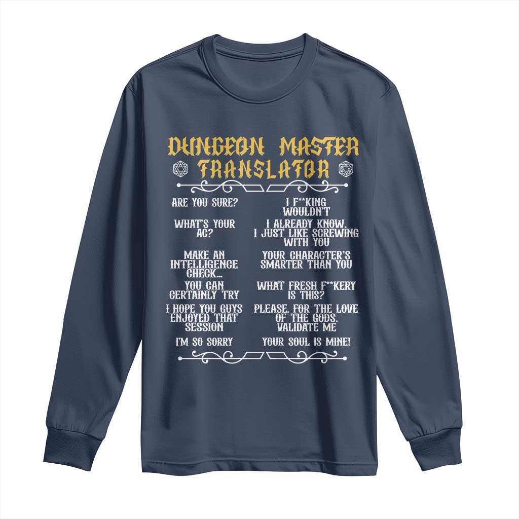 Dungeon Master Translator RPG Humor Long Sleeve Shirt Sarcastic Tabletop Roleplay Game Masters and Players - Wonder Print Shop