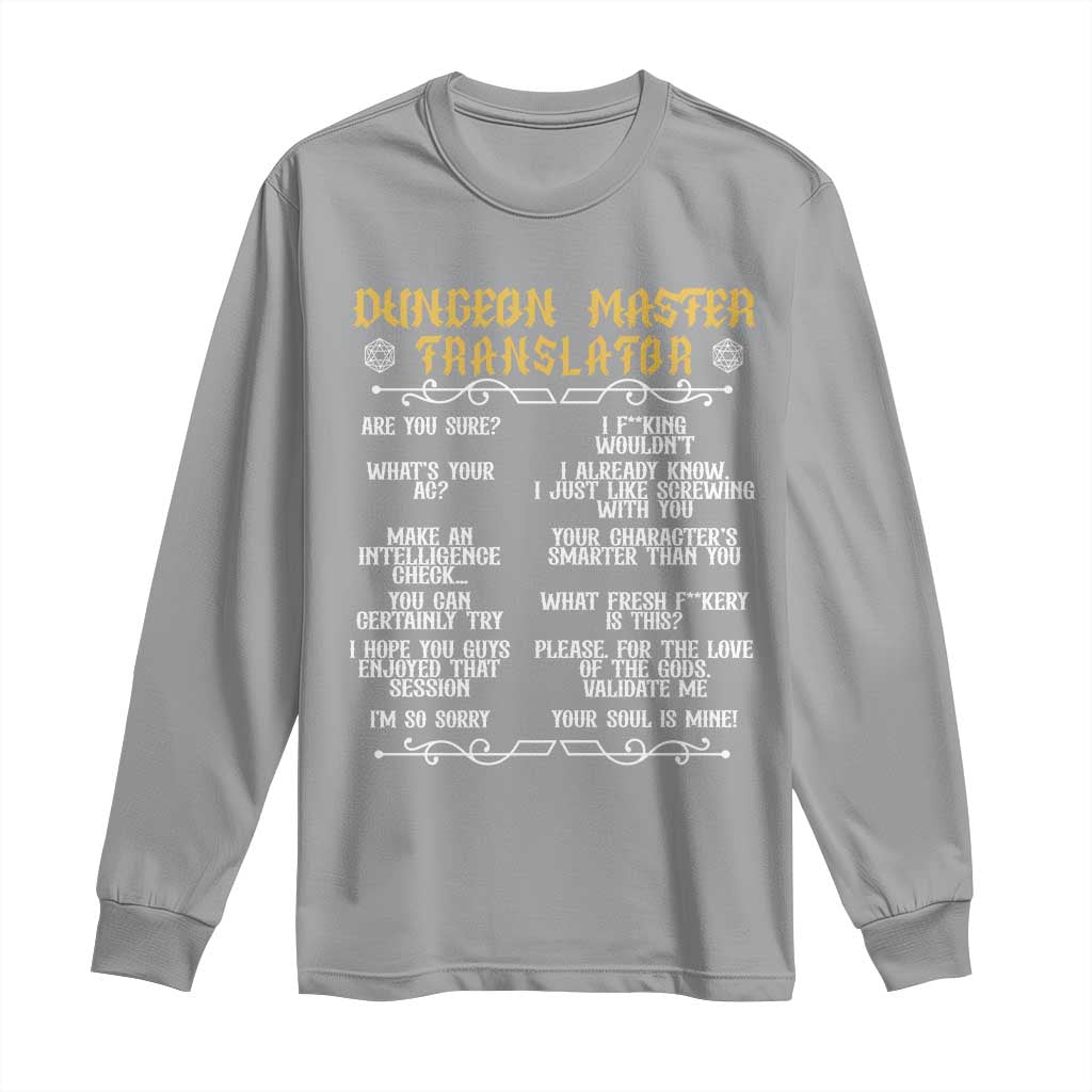 Dungeon Master Translator RPG Humor Long Sleeve Shirt Sarcastic Tabletop Roleplay Game Masters and Players - Wonder Print Shop