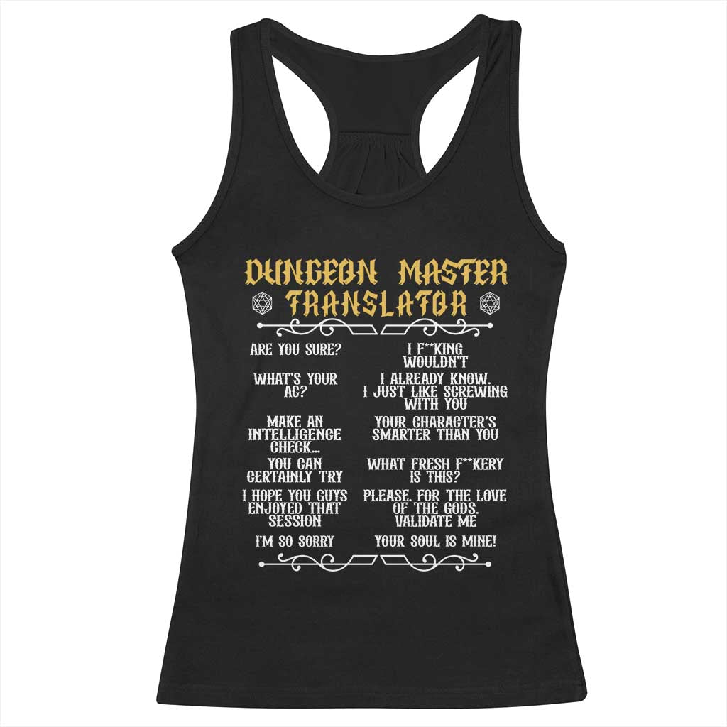 Dungeon Master Translator RPG Humor Racerback Tank Top Sarcastic Tabletop Roleplay Game Masters and Players - Wonder Print Shop