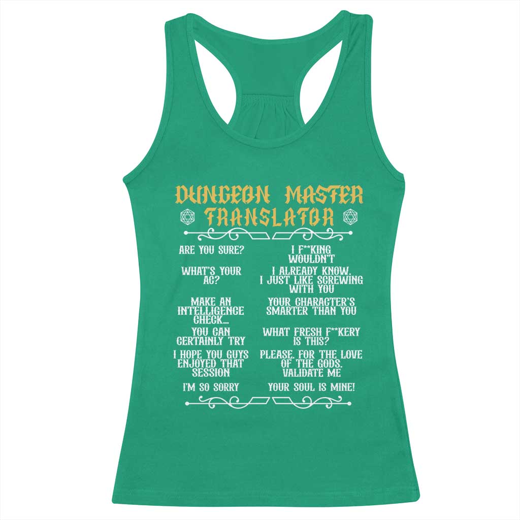 Dungeon Master Translator RPG Humor Racerback Tank Top Sarcastic Tabletop Roleplay Game Masters and Players - Wonder Print Shop